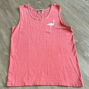 Comfort Colors Coral Tank Top with Flamingo